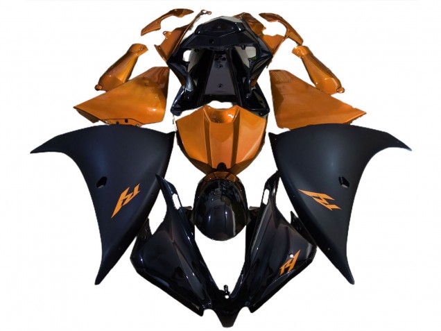 Negro Mate & Naranja 12-14 Yamaha R1 Carenado Negro Mate & Naranja 12-14 Yamaha R1 Carenado