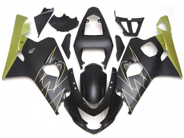 Negro Mate & Oro Corona Personalizado 04-05 Suzuki GSXR 600-750 Carenado Negro Mate & Oro Corona Personalizado 04-05 Suzuki GSXR 600-750 Carenado