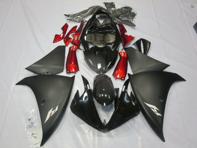 Negro Mate Rojo 12-14 Yamaha R1 Carenado