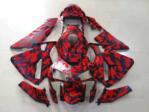 Negro Mate & Rojo Camuflaje 03-04 Honda CBR600RR Carenado Negro Mate & Rojo Camuflaje 03-04 Honda CBR600RR Carenado