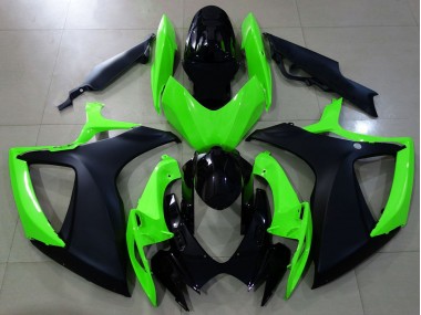 Negro Mate & Verde 06-07 Suzuki GSXR 600-750 Carenado