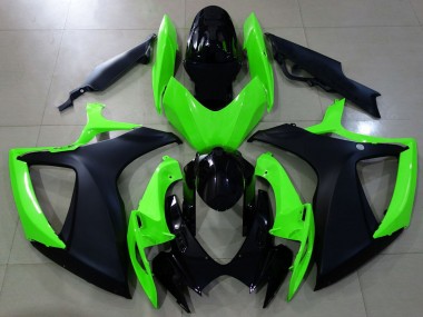 Negro Mate & Verde 06-07 Suzuki GSXR 600-750 Carenado