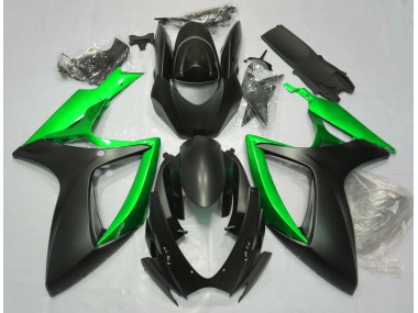 Negro Mate & Verde 06-07 Suzuki GSXR 600-750 Carenado