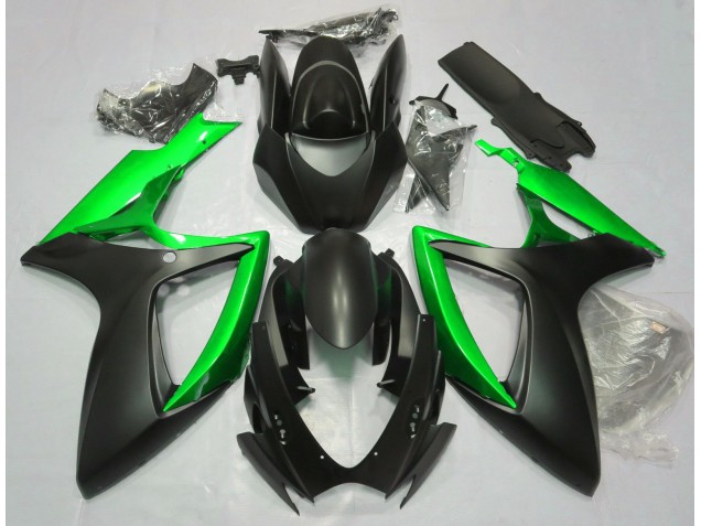 Negro Mate & Verde 06-07 Suzuki GSXR 600-750 Carenado Negro Mate & Verde 06-07 Suzuki GSXR 600-750 Carenado