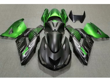Negro Mate & Verde 06-11 Kawasaki ZX14R Carenado