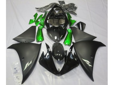 Negro Mate & Verde 09-11 Yamaha R1 Carenado