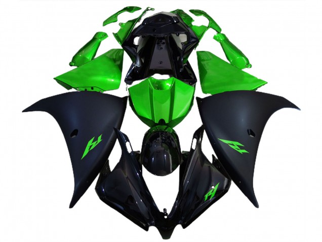 Negro Mate & Verde 12-14 Yamaha R1 Carenado Negro Mate & Verde 12-14 Yamaha R1 Carenado