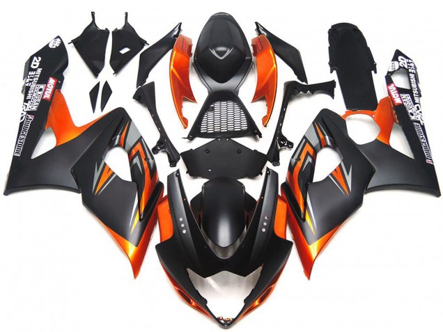 Negro & Naranja Mate & Brillante Personalizados 05-06 Suzuki GSXR 1000 Carenado Negro & Naranja Mate & Brillante Personalizados 05-06 Suzuki GSXR 1000 Carenado