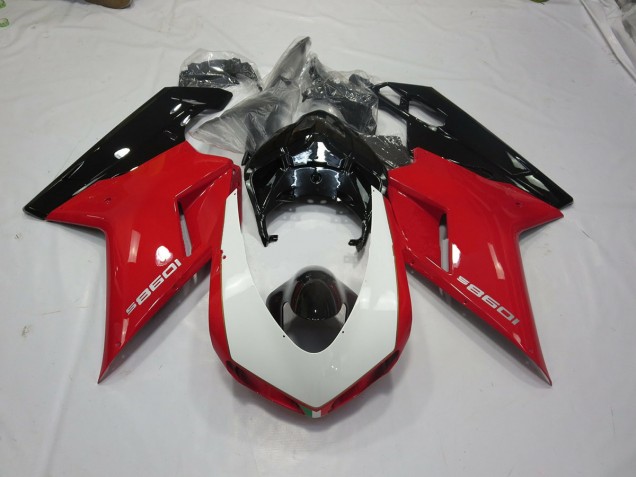 Negro Rojo & Blanco 07-14 Ducati 848 1098 1198 Carenado Negro Rojo & Blanco 07-14 Ducati 848 1098 1198 Carenado