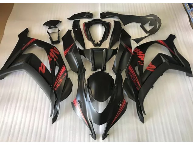 Negro Satinado & Rojo 16-19 Kawasaki ZX10R Carenado Negro Satinado & Rojo 16-19 Kawasaki ZX10R Carenado