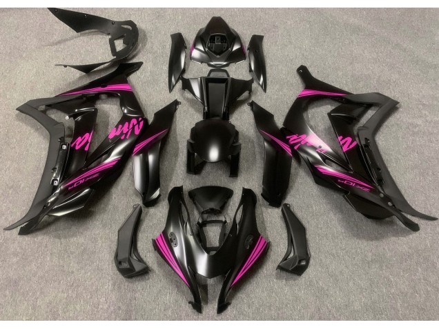 Negro Satinado & Rosa 16-19 Kawasaki ZX10R Carenado Negro Satinado & Rosa 16-19 Kawasaki ZX10R Carenado