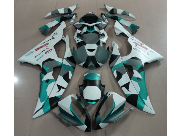 Nieve Verde Espuma De Mar Camuflaje 08-16 Yamaha R6 Carenado Nieve Verde Espuma De Mar Camuflaje 08-16 Yamaha R6 Carenado
