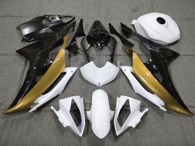 Oro Personalizado En Blanco & Negro 08-16 Yamaha R6 Carenado