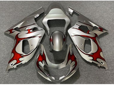 Plata Brillante & Rojo 01-03 Suzuki GSXR 600-750 Carenado