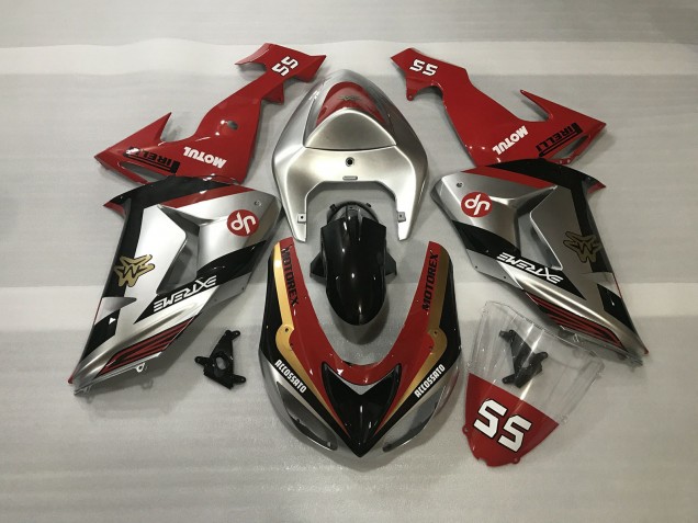 Plata Brillante & Rojo 06-07 Kawasaki ZX10R Carenado Plata Brillante & Rojo 06-07 Kawasaki ZX10R Carenado