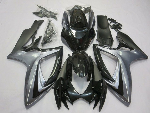 Plata Clara & Negra 06-07 Suzuki GSXR 600-750 Carenado Plata Clara & Negra 06-07 Suzuki GSXR 600-750 Carenado