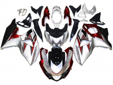 Plata Con Toques Rojos 09-16 Suzuki GSXR 1000 Carenado