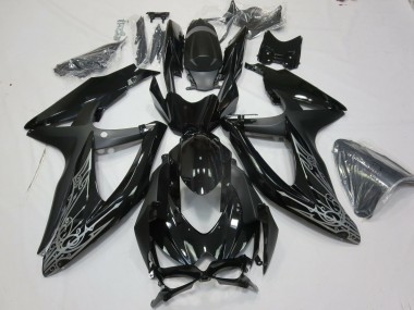 Plata & Negro 08-10 Suzuki GSXR 600-750 Carenado