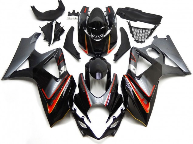 Plata & Negro Con Rojo 07-08 Suzuki GSXR 1000 Carenado Plata & Negro Con Rojo 07-08 Suzuki GSXR 1000 Carenado