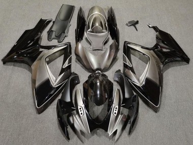 Plata Oscura & Negro 06-07 Suzuki GSXR 600-750 Carenado