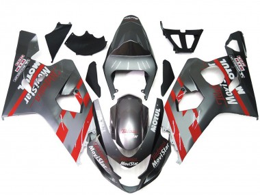 Plata & Rojo Movistar 04-05 Suzuki GSXR 600-750 Carenado