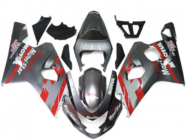 Plata & Rojo Movistar 04-05 Suzuki GSXR 600-750 Carenado Plata & Rojo Movistar 04-05 Suzuki GSXR 600-750 Carenado