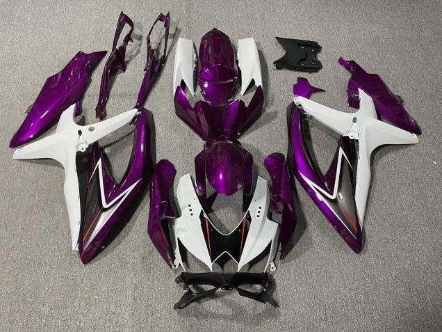Púrpura Brillante & Blanco 08-10 Suzuki GSXR 600-750 Carenado Púrpura Brillante & Blanco 08-10 Suzuki GSXR 600-750 Carenado