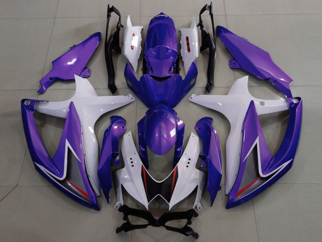 Púrpura Brillante & Blanco 08-10 Suzuki GSXR 600-750 Carenado Púrpura Brillante & Blanco 08-10 Suzuki GSXR 600-750 Carenado