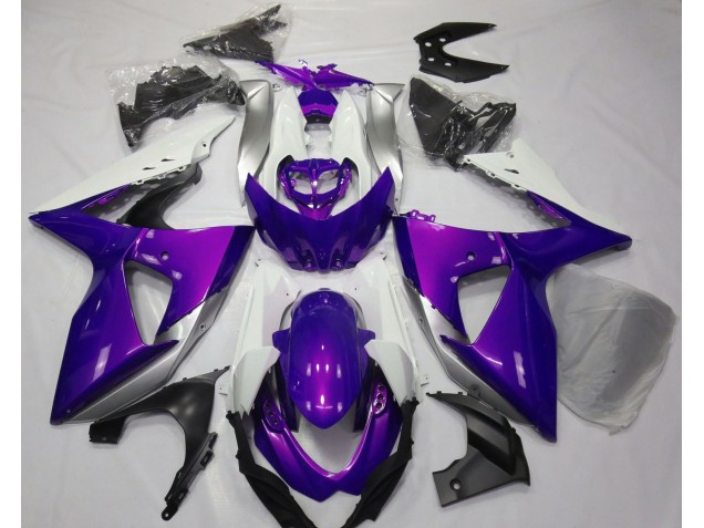 Púrpura Brillante & Blanco 09-16 Suzuki GSXR 1000 Carenado Púrpura Brillante & Blanco 09-16 Suzuki GSXR 1000 Carenado