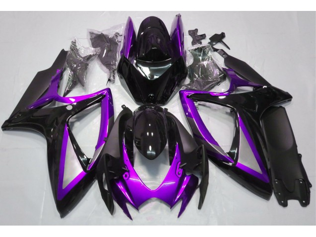 Púrpura Brillante & Negro 06-07 Suzuki GSXR 600-750 Carenado Púrpura Brillante & Negro 06-07 Suzuki GSXR 600-750 Carenado