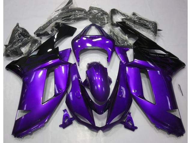 Púrpura Brillante & Negro 07-08 Kawasaki ZX6R Carenado Púrpura Brillante & Negro 07-08 Kawasaki ZX6R Carenado