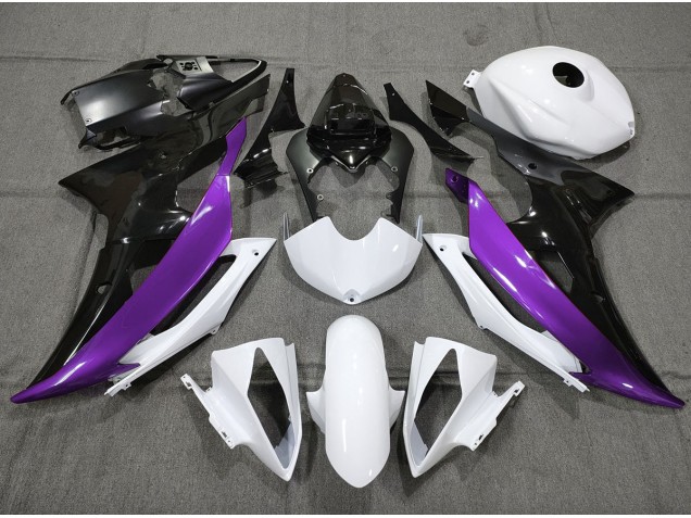 Púrpura Personalizado En Blanco & Negro 08-16 Yamaha R6 Carenado Púrpura Personalizado En Blanco & Negro 08-16 Yamaha R6 Carenado