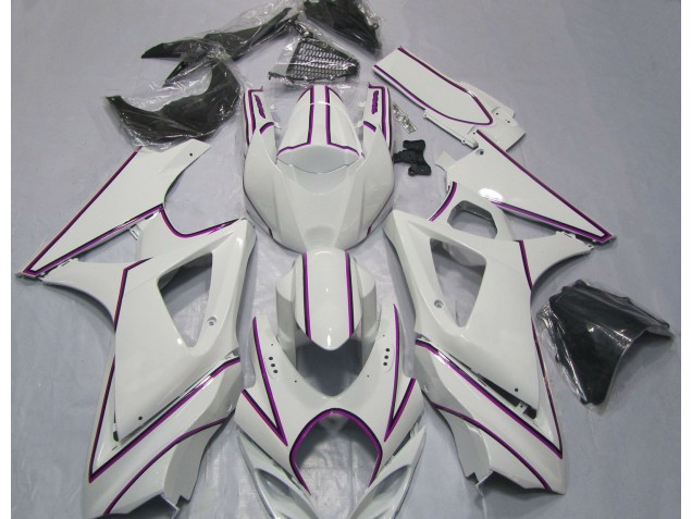 Raya Pin Rosa Blanco Brillante 07-08 Suzuki GSXR 1000 Carenado Raya Pin Rosa Blanco Brillante 07-08 Suzuki GSXR 1000 Carenado