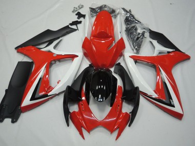 Rojo & Blanco 06-07 Suzuki GSXR 600-750 Carenado