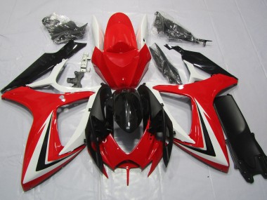 Rojo Blanco & Negro 06-07 Suzuki GSXR 600-750 Carenado