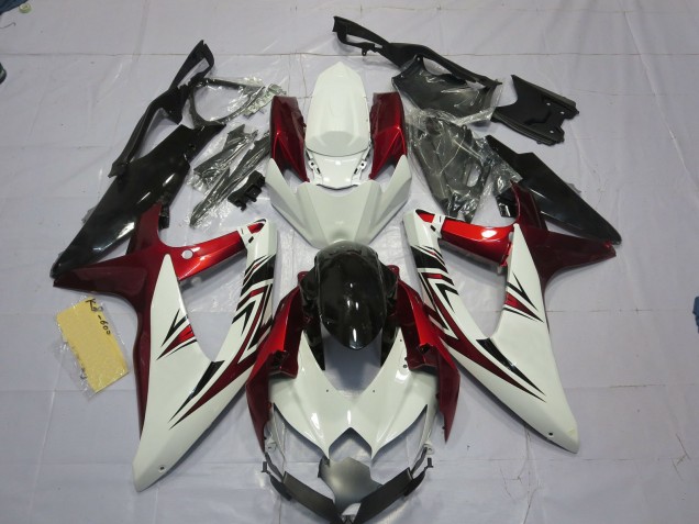 Rojo Blanco Negro 08-10 Suzuki GSXR 600-750 Carenado Rojo Blanco Negro 08-10 Suzuki GSXR 600-750 Carenado