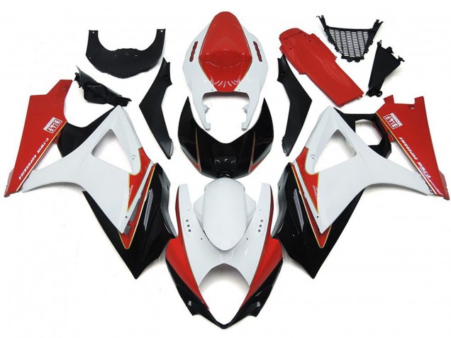 Rojo & Blanco Personalizados Con Negro 07-08 Suzuki GSXR 1000 Carenado Rojo & Blanco Personalizados Con Negro 07-08 Suzuki GSXR 1000 Carenado