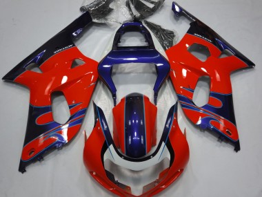 Rojo Brillante & Azul 01-03 Suzuki GSXR 600-750 Carenado