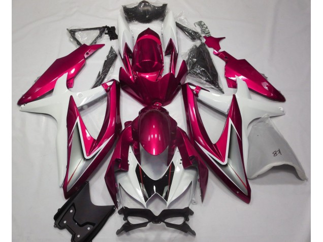 Rojo Brillante & Blanco 08-10 Suzuki GSXR 600-750 Carenado Rojo Brillante & Blanco 08-10 Suzuki GSXR 600-750 Carenado