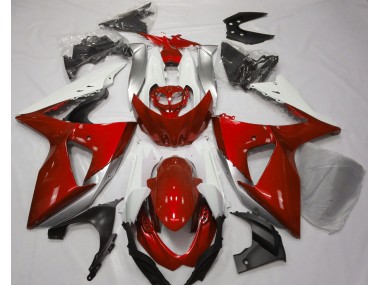 Rojo Brillante & Blanco 09-16 Suzuki GSXR 1000 Carenado