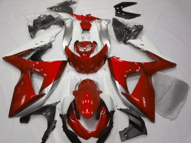 Rojo Brillante & Blanco 09-16 Suzuki GSXR 1000 Carenado