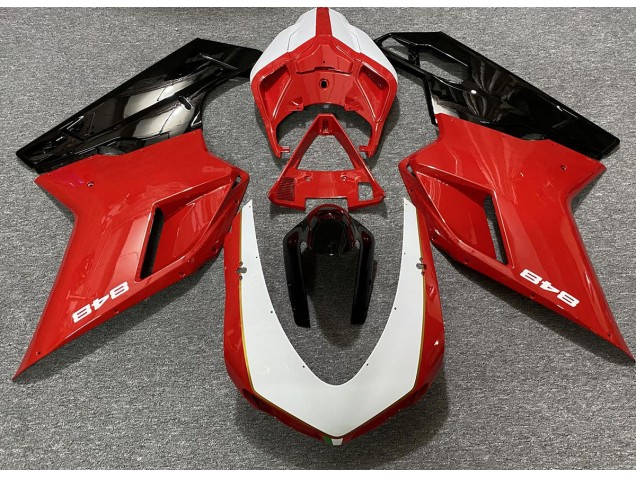 Rojo Brillante & Blanco (Etiqueta 848) 07-14 Ducati 848 1098 1198 Carenado Rojo Brillante & Blanco (Etiqueta 848) 07-14 Ducati 848 1098 1198 Carenado