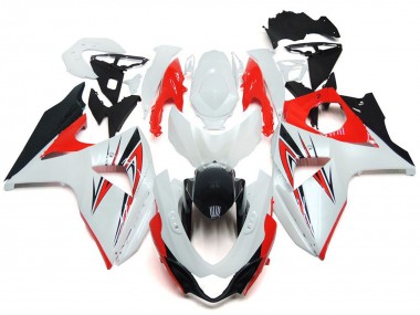 Rojo Brillante Con Estilo Personalizado En Blanco & Negro 09-16 Suzuki GSXR 1000 Carenado