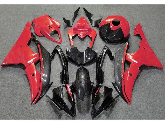 Rojo Brillante & Fibra De Carbono 08-16 Yamaha R6 Carenado Rojo Brillante & Fibra De Carbono 08-16 Yamaha R6 Carenado