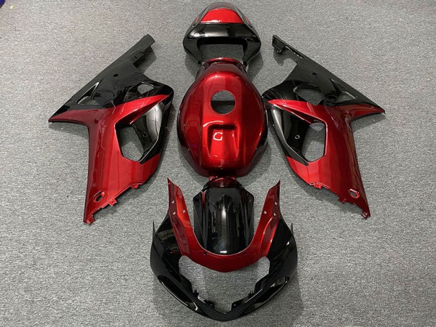 Rojo Brillante & Negro 01-03 Suzuki GSXR 600-750 Carenado Rojo Brillante & Negro 01-03 Suzuki GSXR 600-750 Carenado
