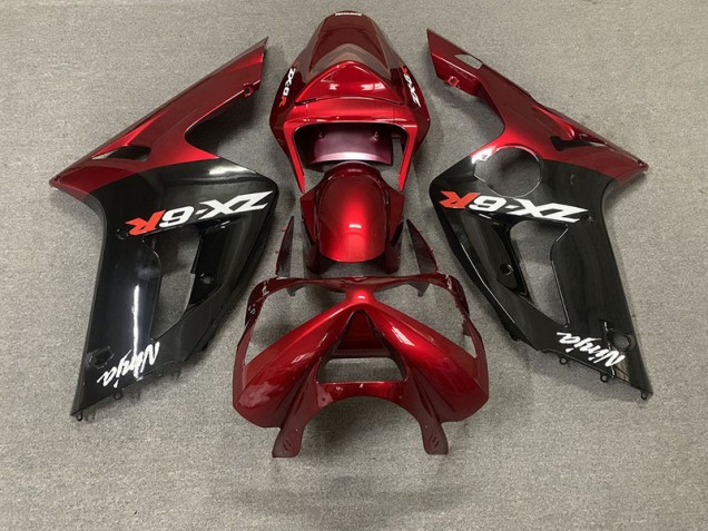 Rojo Brillante & Negro 03-04 Kawasaki ZX6R Carenado Rojo Brillante & Negro 03-04 Kawasaki ZX6R Carenado