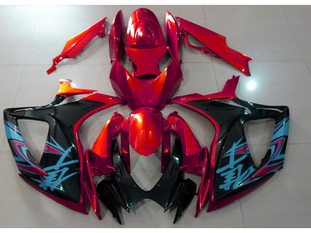 Rojo Brillante & Negro 06-07 Suzuki GSXR 600-750 Carenado Rojo Brillante & Negro 06-07 Suzuki GSXR 600-750 Carenado