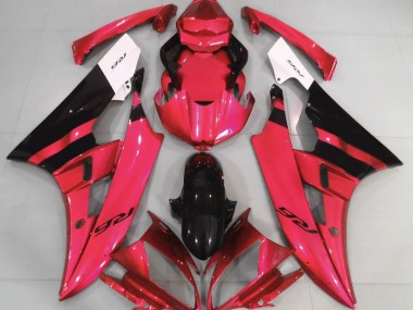 Rojo Brillante & Negro 06-07 Yamaha R6 Carenado