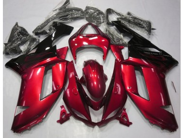 Rojo Brillante & Negro 07-08 Kawasaki ZX6R Carenado