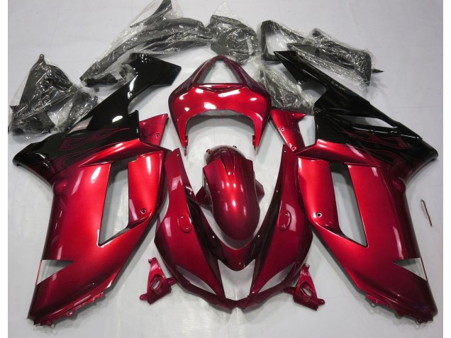 Rojo Brillante & Negro 07-08 Kawasaki ZX6R Carenado Rojo Brillante & Negro 07-08 Kawasaki ZX6R Carenado